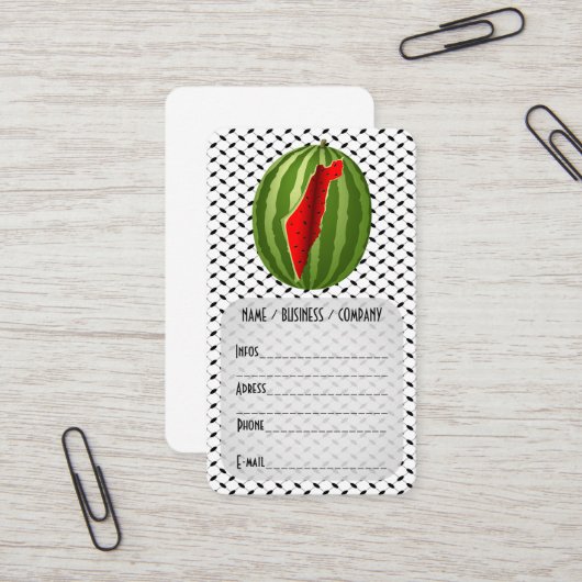 Watermeloen Palestina Kaart Slice Visitekaartje (Voorkant / Achterkant in situ)