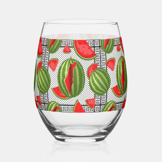 Watermeloen Palestina Kaart Slice Wijnglas Zonder Voet (Achterkant)
