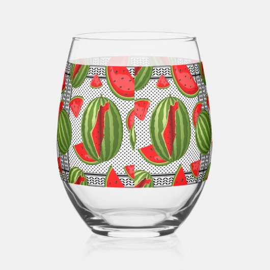 Watermeloen Palestina Kaart Slice Wijnglas Zonder Voet (Rechts)