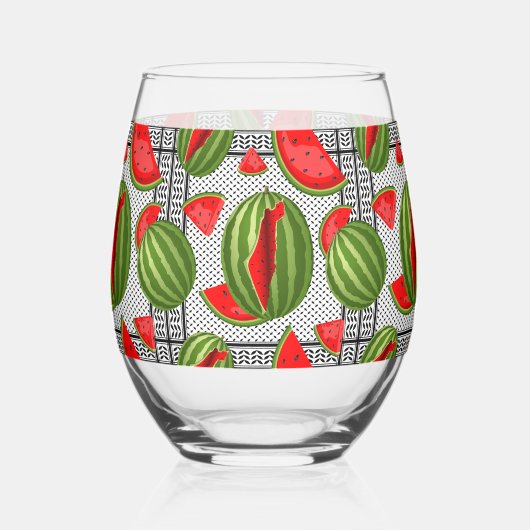 Watermeloen Palestina Kaart Slice Wijnglas Zonder Voet (Links)