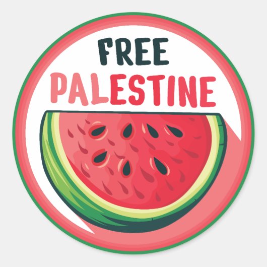 Watermeloen Palestine Gratis Kleurrijk Ronde Sticker (Voorkant)