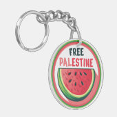 Watermeloen Palestine Gratis Kleurrijk Sleutelhanger (Voorkant Links)