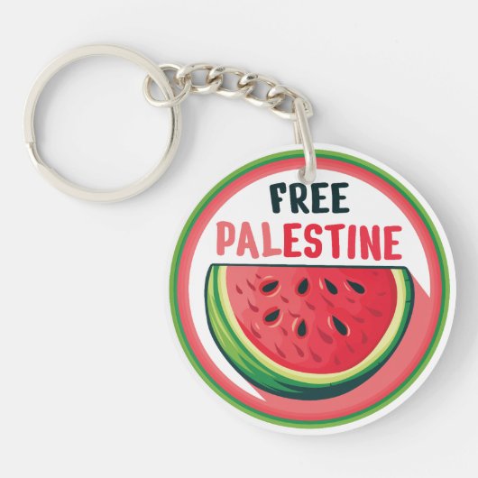Watermeloen Palestine Gratis Kleurrijk Sleutelhanger (Voorkant)