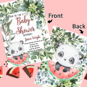 Watermeloen Panda Waterverf Baby shower Kaart