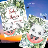 Watermeloen Panda Waterverf Baby shower Kaart