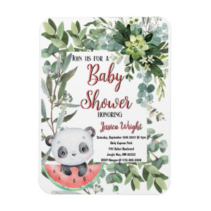 Watermeloen Panda Waterverf Baby shower Magneet