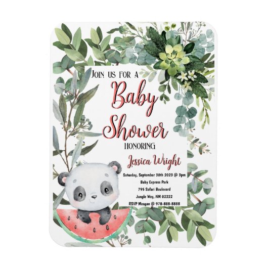 Watermeloen Panda Waterverf Baby shower Magneet (Verticaal)