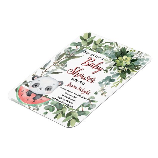 Watermeloen Panda Waterverf Baby shower Magneet (Linkerzijde)