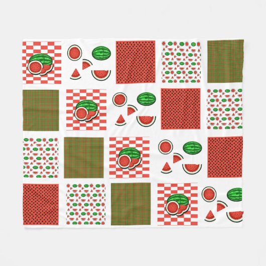 Watermeloen Patchwork Fleece Deken (Voorkant (Horizontaal))