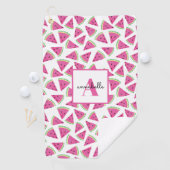 Watermeloen Patroon Monogram Roze Golfhanddoek (Insitu)