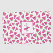 Watermeloen Patroon Monogram Roze Golfhanddoek (Horizontaal)