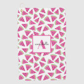 Watermeloen Patroon Monogram Roze Golfhanddoek (Voorkant)