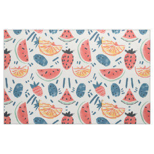 Watermeloen Patroon   Naadloze Zomer Fruit Cottage Stof