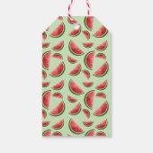Watermeloen patroon op groen dank u verjaardag cadeaulabel (Achterkant)