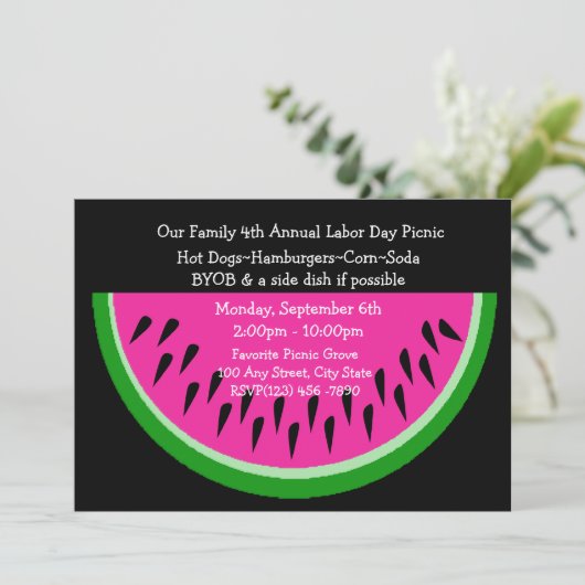 Watermeloen/picknick Kaart (Staand voorkant)