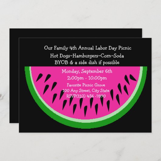 Watermeloen/picknick Kaart (Voorkant / Achterkant)