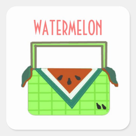 Watermeloen Picknickmand Vierkante Sticker (Voorkant)