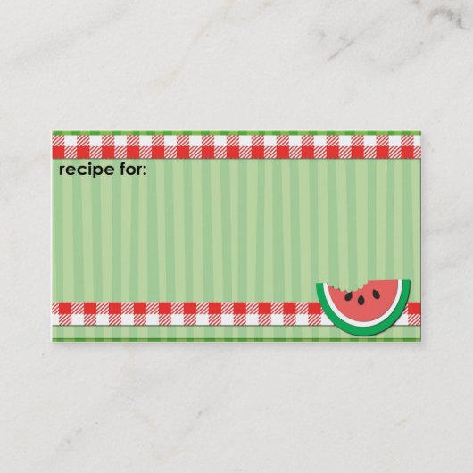 Watermeloen picknickrecept visitekaartjes (Voorkant)