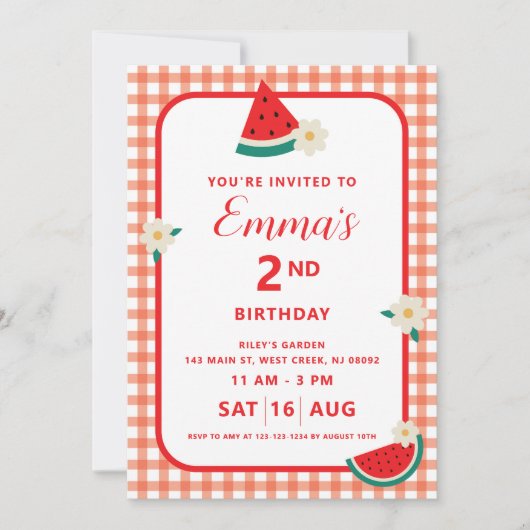 Watermeloen Plaid Flat Kaart (Voorkant)