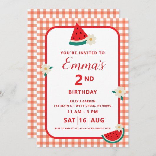 Watermeloen Plaid Flat Kaart (Voorkant / Achterkant)
