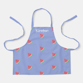Watermeloen plak aangepaste naam blauw schort
