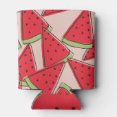Watermeloen plakjes roze achtergrond patroon blikjeskoeler (Achterkant)