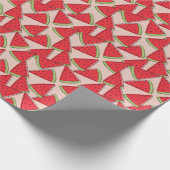 Watermeloen plakjes roze achtergrond patroon cadeaupapier (Hoek)
