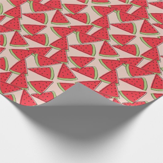 Watermeloen plakjes roze achtergrond patroon cadeaupapier (Hoek)