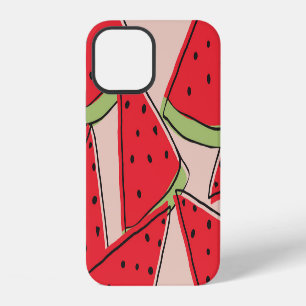 Watermeloen plakjes roze achtergrond patroon iPhone 12 hoesje