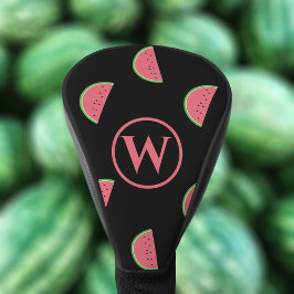 Watermeloen Plakken Patroon Monogram Roze Zwart Golfheadcover