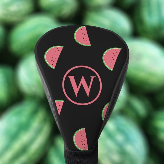 Watermeloen Plakken Patroon Monogram Roze Zwart Golfheadcover