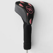 Watermeloen Plakken Patroon Monogram Roze Zwart Golfheadcover (Schuin)