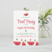Watermeloen Pool Party Birthday Invitations Kaart (Staand voorkant)