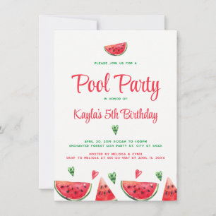 Watermeloen Pool Party Birthday Invitations Kaart