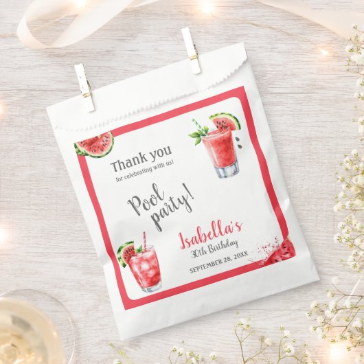 Watermeloen Pool Party Drinken Bedankzakje (Geknipt)