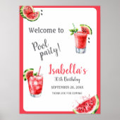 Watermeloen Pool Party Drinken Poster Welkomstbord (Voorkant)