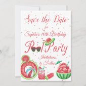 Watermeloen Pool Party Verjaardag, Save The Date (Voorkant)