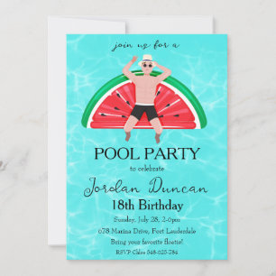 Watermeloen Pool Party verjaardagsuitnodigingen Kaart