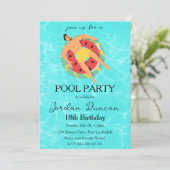 Watermeloen Pool Party verjaardagsuitnodigingen Kaart (Staand voorkant)