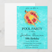 Watermeloen Pool Party verjaardagsuitnodigingen Kaart (Voorkant / Achterkant)