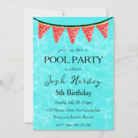 Watermeloen Pool Party verjaardagsuitnodigingen
