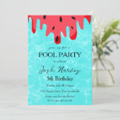 Watermeloen Pool Party verjaardagsuitnodigingen Kaart (Staand voorkant)