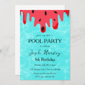 Watermeloen Pool Party verjaardagsuitnodigingen Kaart (Voorkant / Achterkant)