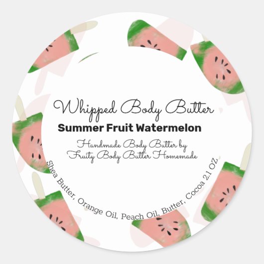 Watermeloen Pop van fruit Bath Branding Ronde Sticker (Voorkant)