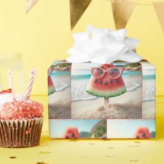 Watermeloen Popsicle draagt een zonnebril Cadeaupapier (Verjaardagsfeest)