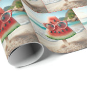 Watermeloen Popsicle draagt een zonnebril Cadeaupapier (Rol Hoek)