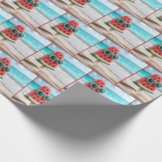 Watermeloen Popsicle draagt een zonnebril Cadeaupapier (Hoek)