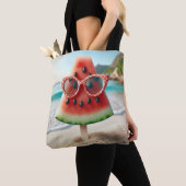 Watermeloen Popsicle draagt een zonnebril Tote Bag (Dichtbij)