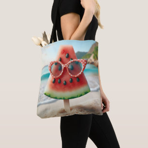 Watermeloen Popsicle draagt een zonnebril Tote Bag