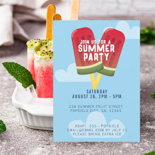 Watermeloen Popsicle Ijs Sommerfeest Kaart